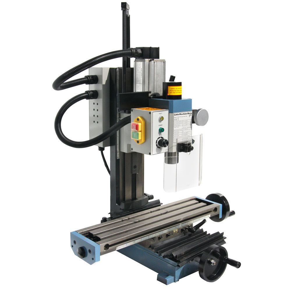 Figure 3 — The 3990's larger table and saddle on the dovetail ways, with the T-slots that carry the vice and clamps. Source: LittleMachineShop.com product photography.